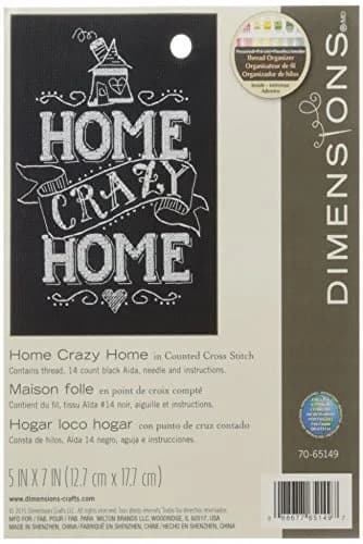 Dimensions Home Crazy Home Mini Counted Cross Stitch Kit 5" x 7" (17.78 cm x 12.7 cm) | Beginner Friendly DIY Wall Art thumbnail 1