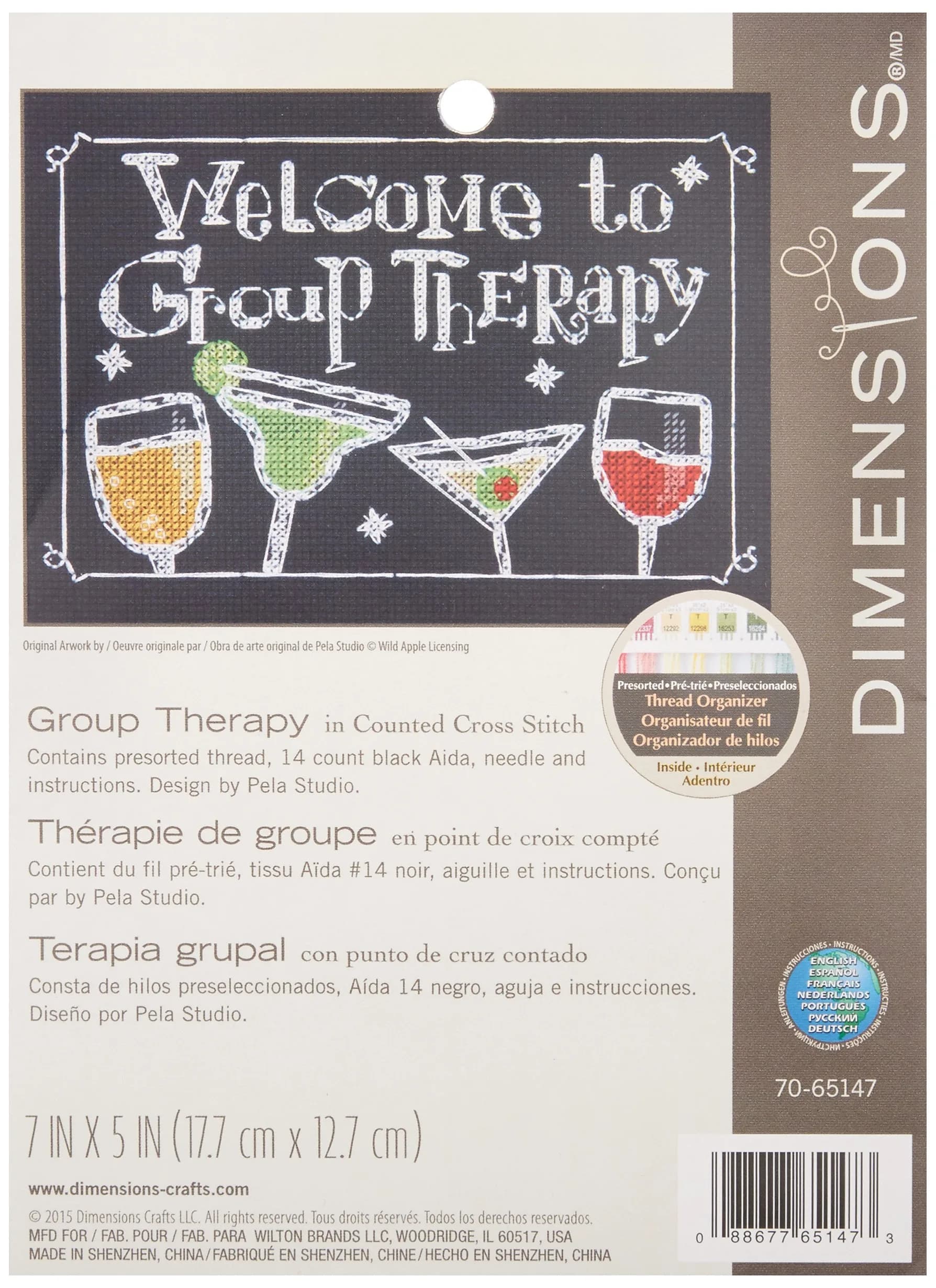 Dimensions Group Therapy Counted Cross Stitch Kit 5" x 7" | Funny Cocktail Pattern for Beginners
