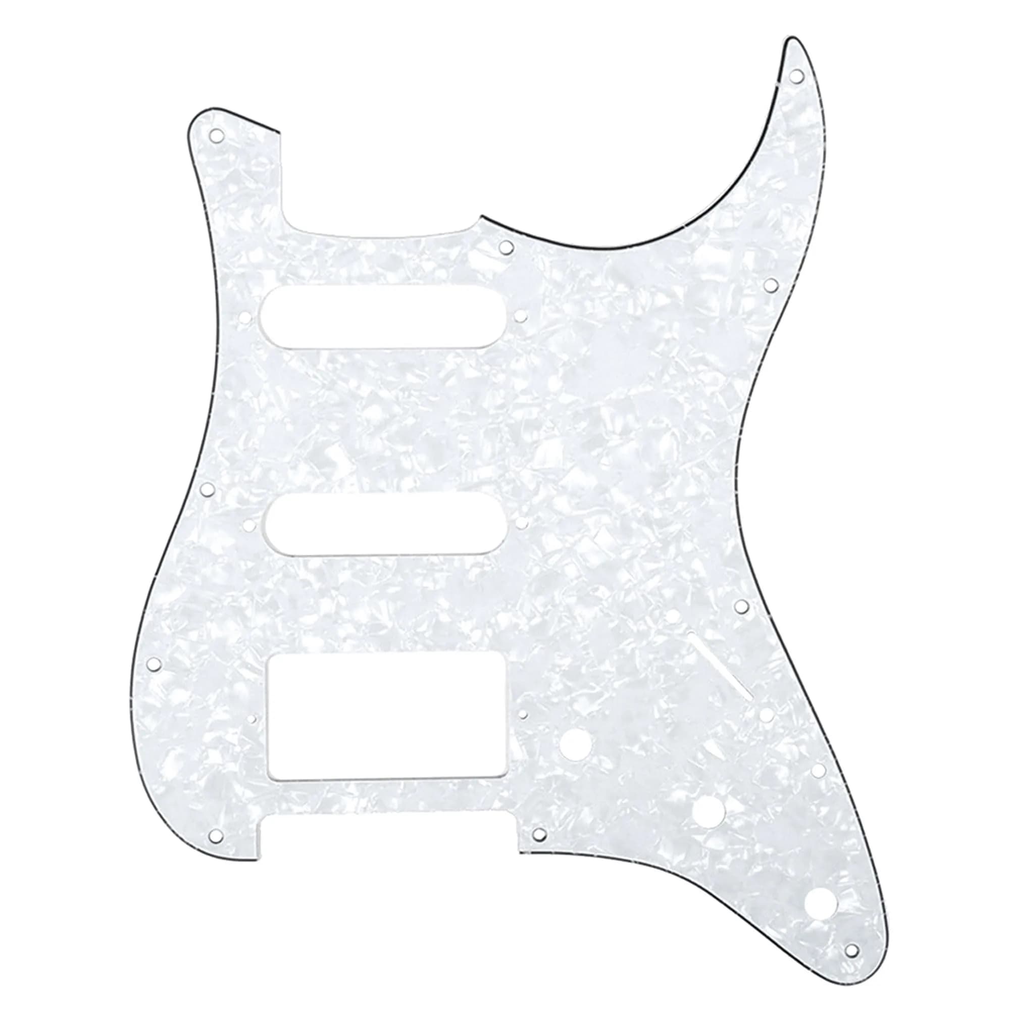 Musiclily Pro HSS 11 Hole ST Guitar Pickguard 4Ply White Pearl | Fits Fender Stratocaster — White Pearl