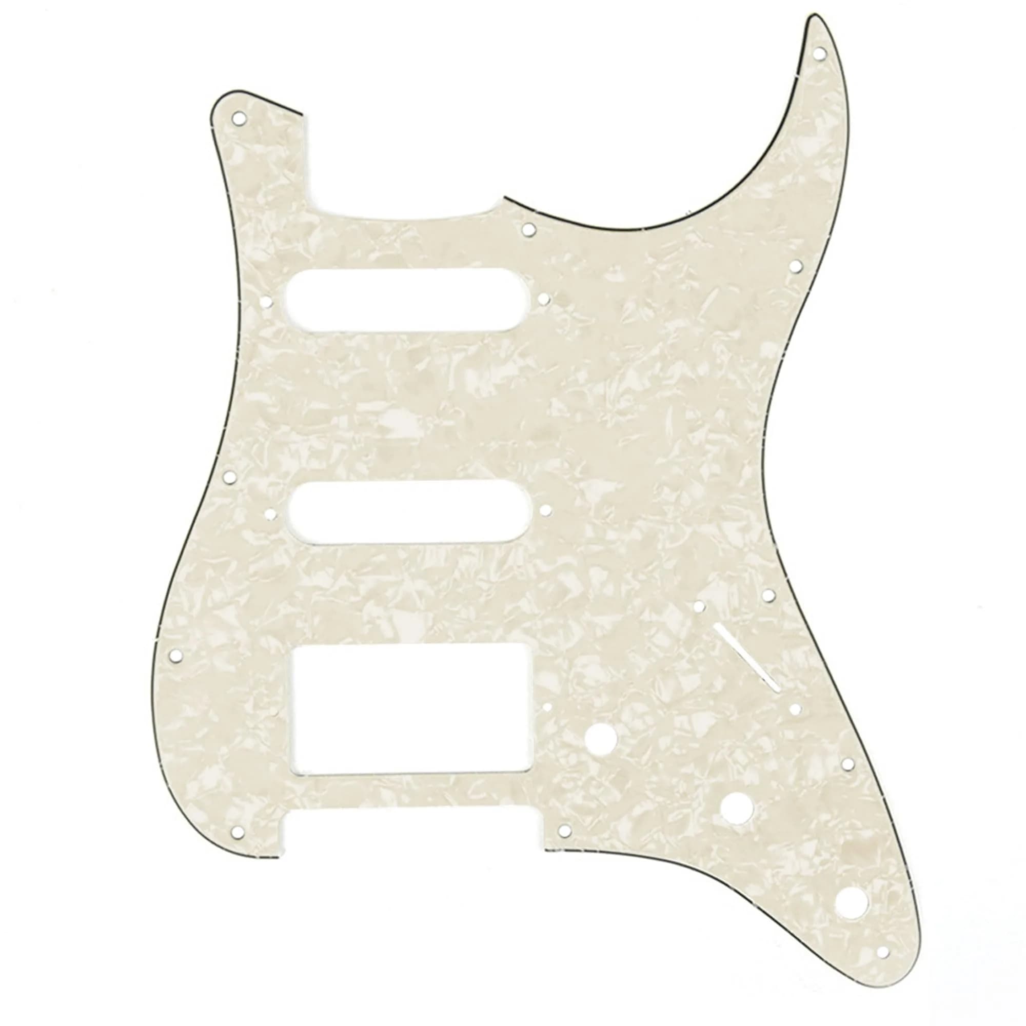Musiclily Pro HSS 11 Hole ST Guitar Pickguard 4Ply Aged White Pearl | Fits Fender USA/Mexican Stratocasters — Pearl Parchment
