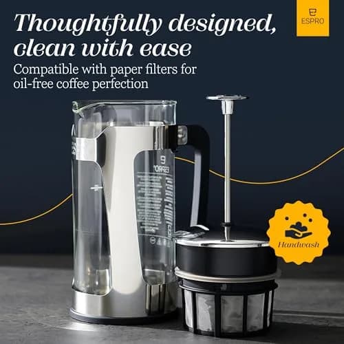 ESPRO P5 French Press Coffee Maker, 946ml (32oz) | Dual Filter Sludge-Free Brew thumbnail 8
