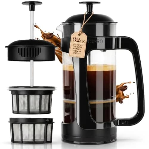 ESPRO P3 French Press Coffee Maker, 946ml (32oz) Black | Grit-Free Coffee & Tea Brewer thumbnail 1