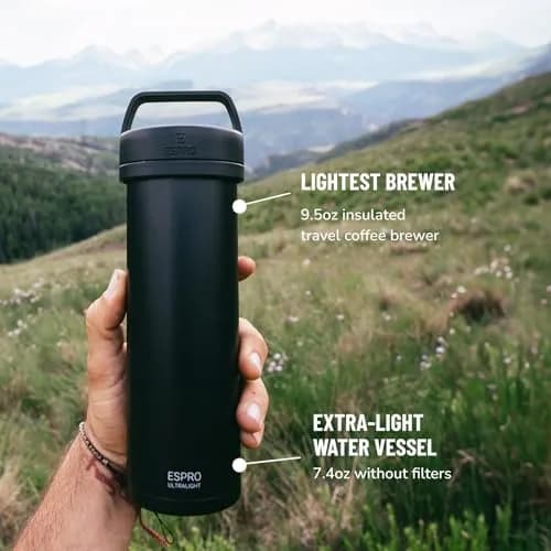 ESPRO Go P0 Ultralight French Press Coffee Maker for Travel, Vacuum Insulated Stainless Steel, 16 Ounces thumbnail 6