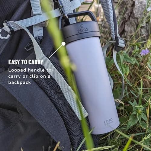 ESPRO Go P0 Ultralight French Press Coffee Maker for Travel | Vacuum Insulated Stainless Steel, 16 Ounces, Chalk White thumbnail 6
