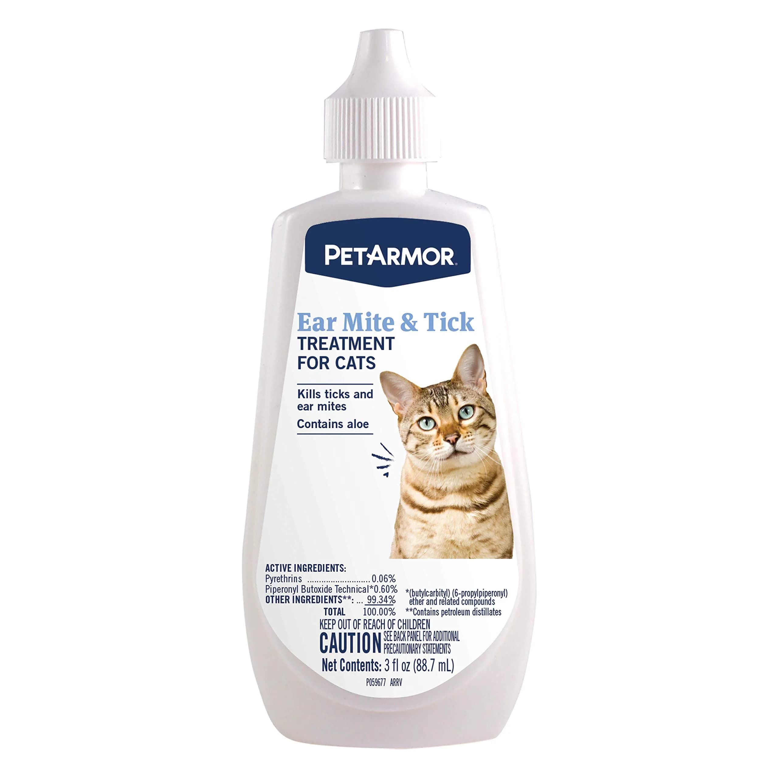 PetArmor Ear Mite Treatment for Cats, 3 oz (88.7 ml) | Kills Ear Mites & Ticks, Relieves Itching