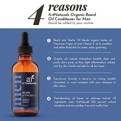 Artnaturals Unscented Beard Oil 2 fl oz | Nourishing, Vegan, No Residue, Softens & Thickens thumbnail 6