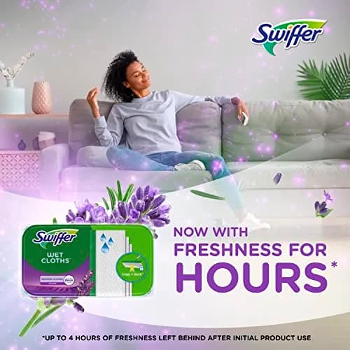 Swiffer Sweeper Wet Mopping Cloth Multi Surface Refills, Febreze Lavender Scent, 36 Count | Traps & Locks Dirt Deep in Cloth thumbnail 4