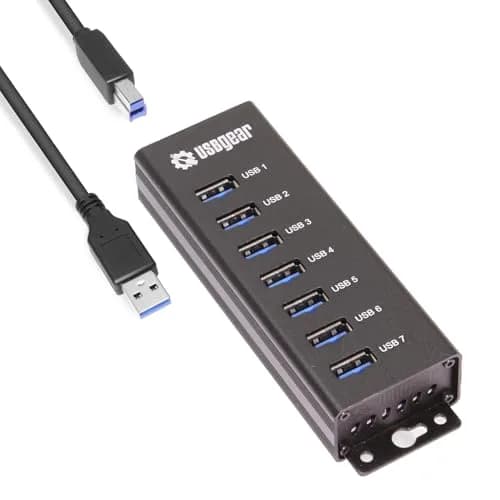 USBGear 7-Port USB 3.2 Gen 1 Hub with 5V/4A Power Adapter | 5Gbps SuperSpeed Data Transfer thumbnail 1