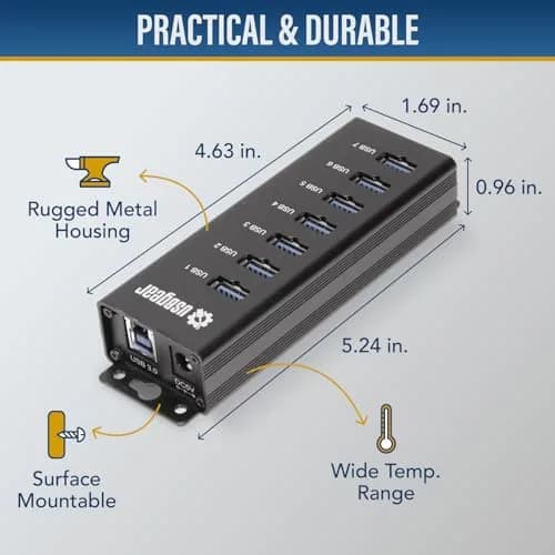 USBGear 7-Port USB 3.2 Gen 1 Hub with 5V/4A Power Adapter | 5Gbps SuperSpeed Data Transfer thumbnail 3