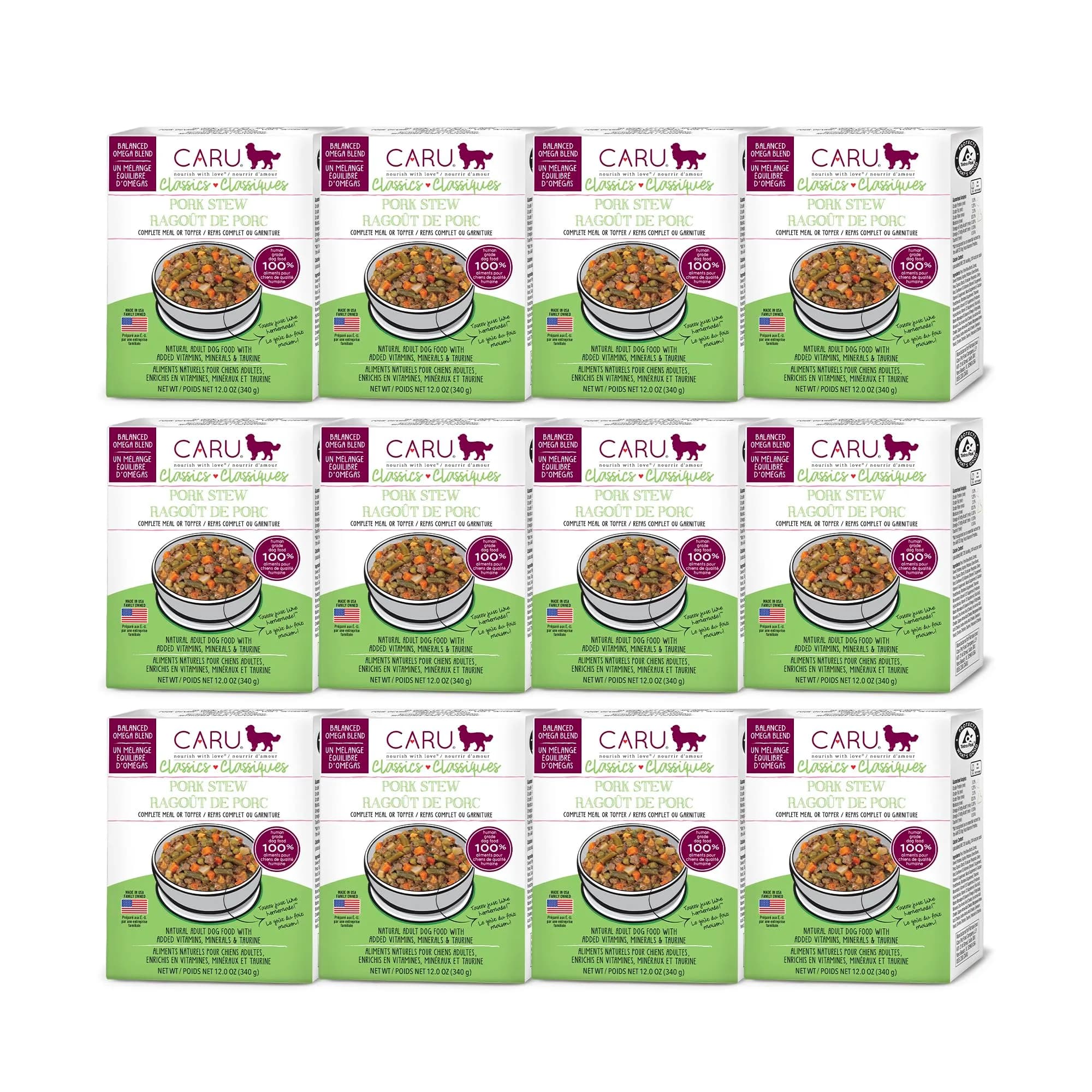 Caru Classics Pork Stew for Dogs 12 oz | Grain-Free, Human-Grade Ingredients, Supports Overall Dog Health - main product image
