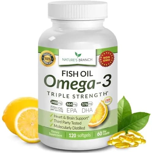 NATURE'S BRANCH Triple Strength Omega 3 Fish Oil 2400mg (120 Count) thumbnail 1