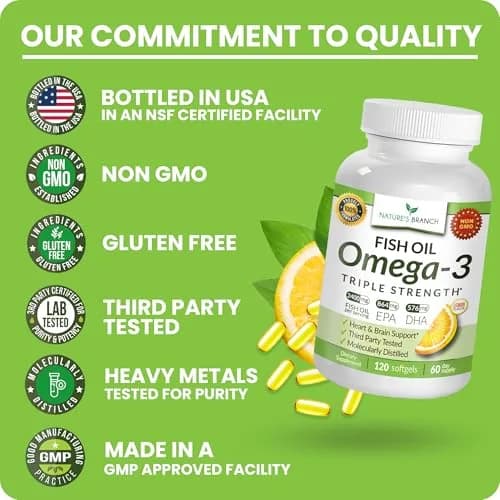 NATURE'S BRANCH Triple Strength Omega 3 Fish Oil 2400mg (120 Count) thumbnail 5