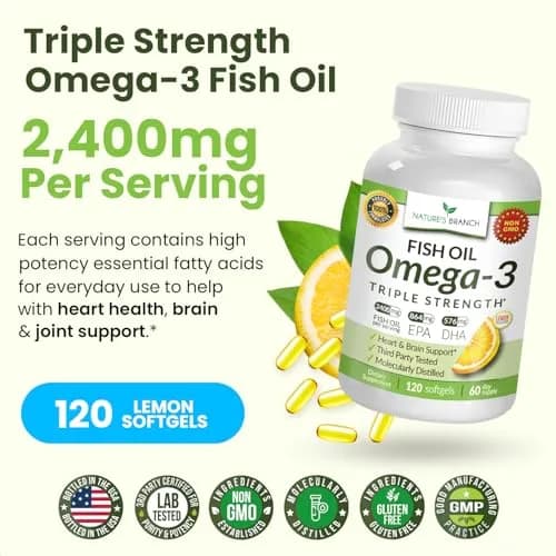 NATURE'S BRANCH Triple Strength Omega 3 Fish Oil 2400mg (120 Count) thumbnail 7