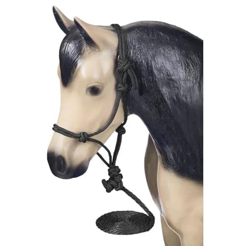Tough 1 Miniature Poly Rope Halter with Lead - Black - Small | Durable, Medium-Stiff Poly Nylon Rope for Horse Training thumbnail 1