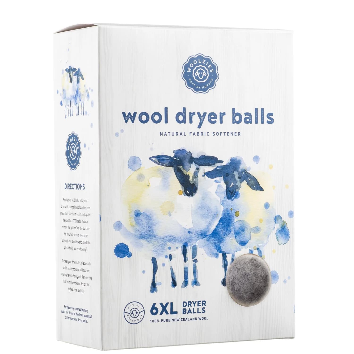 Woolzies Wool Dryer Balls Organic 6 XL Grey | Natural Fabric Softener, Reduces Drying Time