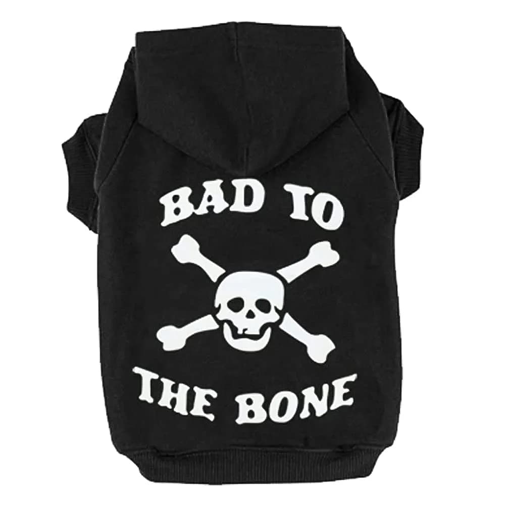 EXPAWLORER Dog Hoodie - Bad to The Bone Halloween Sweater, M | Casual Fall & Winter Dog Apparel - main product image