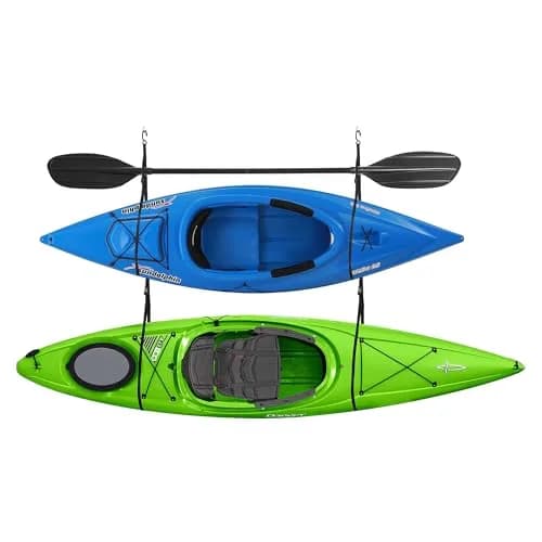 RAD Sportz Double Kayak Rack - Hanging Storage Straps with 100 lb Capacity | Stores 2 Kayaks, Canoes, SUPs, Surfboards thumbnail 1