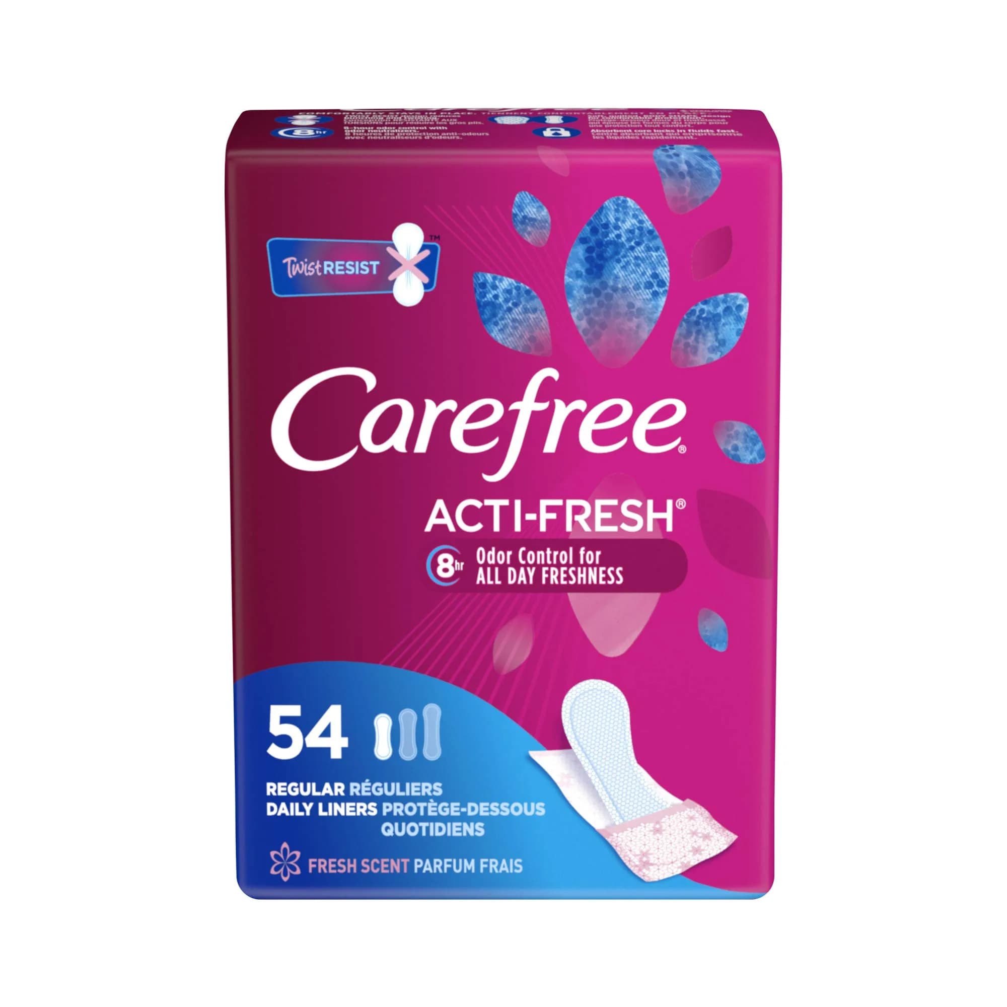 Carefree Acti-Fresh Panty Liners 54 Count | Fresh Scented, Light Leak Protection - main product image