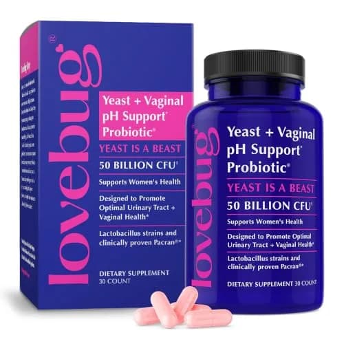 LOVEBUG Probiotics for Women with Pancran – Multi-Strain Probiotic Supporting UTI, BV, Odor & PH Balance - Vaginal Probiotics for Womens Intimate Flora & Digestive Health - 30 Capsules | Supports Vaginal & Digestive Balance thumbnail 1