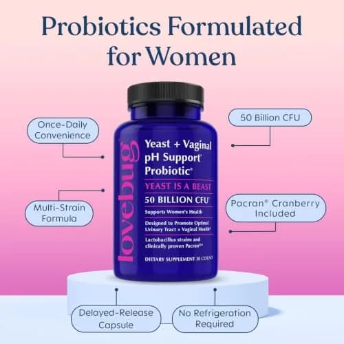 LOVEBUG Probiotics for Women with Pancran – Multi-Strain Probiotic Supporting UTI, BV, Odor & PH Balance - Vaginal Probiotics for Womens Intimate Flora & Digestive Health - 30 Capsules | Supports Vaginal & Digestive Balance thumbnail 4