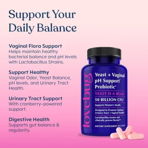 LOVEBUG Probiotics for Women with Pancran – Multi-Strain Probiotic Supporting UTI, BV, Odor & PH Balance - Vaginal Probiotics for Womens Intimate Flora & Digestive Health - 30 Capsules | Supports Vaginal & Digestive Balance thumbnail 3