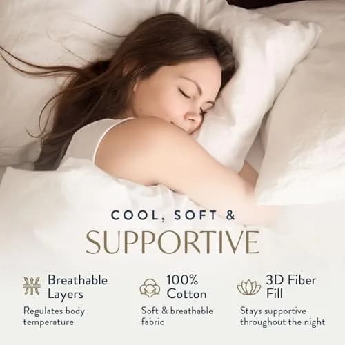 Digital Decor 100% Cotton Fabric Luxury Hotel Pillows Standard Size Set of 2 (26" x 20") | Cooling Down Alternative for Side & Back Sleepers thumbnail 2