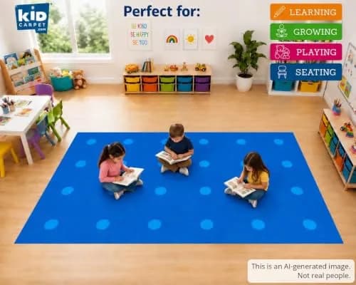 KidCarpet.com Classroom Rug 6' x 8'6" Blue on Blue | Durable Educational Carpet thumbnail 5