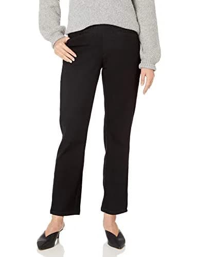 Chic Classic Collection Womens Easy Fit Elastic Waist Jean Leggings Pants | Black Denim, 18 US thumbnail 1