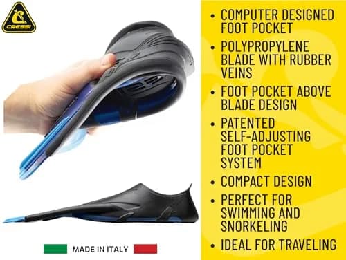 Cressi Agua Short Full Foot Pocket Fins, Blue/Azure, EU 39/40 | Lightweight, Travel-Ready Snorkeling Fins thumbnail 4