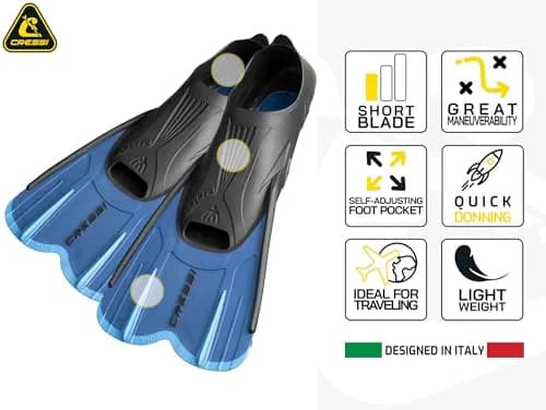 Cressi Agua Short Full Foot Pocket Fins, Blue/Azure, EU 39/40 | Lightweight, Travel-Ready Snorkeling Fins thumbnail 3