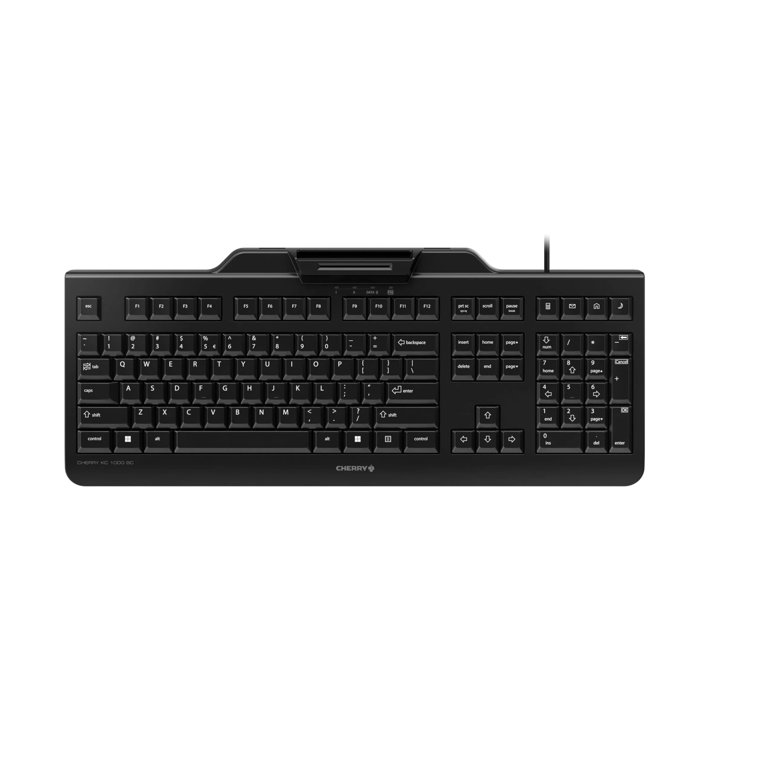 Cherry KC 1000 SC Smartcard Keyboard | Secure Wired Keyboard with Smart Card Reader (EU-Layout - QWERTY, Black) - main product image