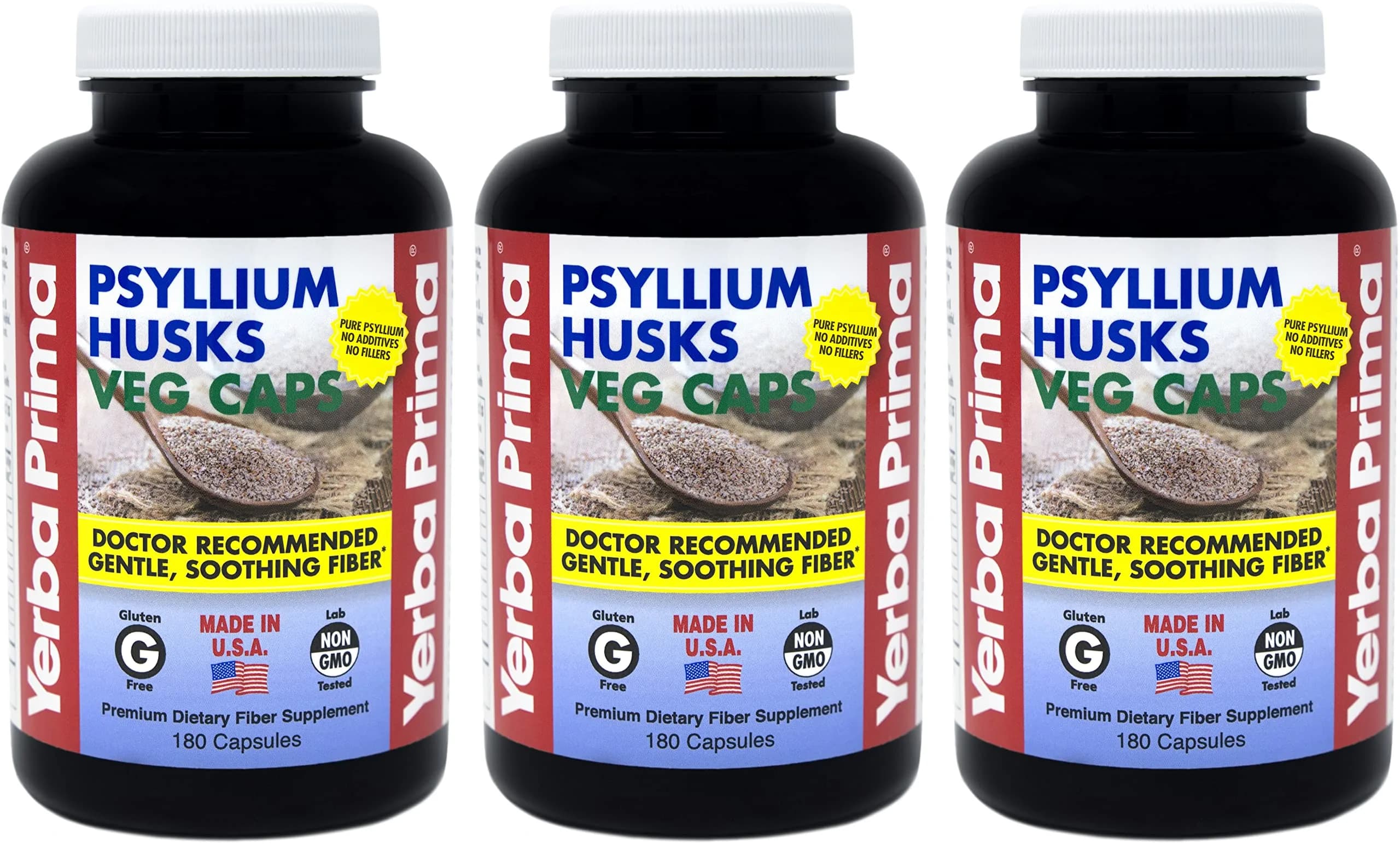 Yerba Prima Psyllium Husks Veg Caps - 540 Veg Capsules | Vegan, Non-GMO, Gluten Free for Gut Health & Regularity - main product image