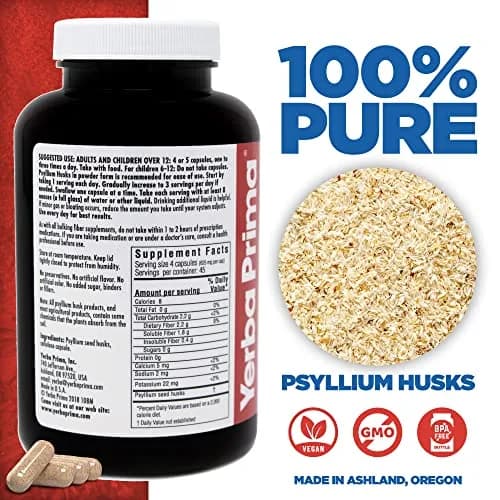 Yerba Prima Psyllium Husks Veg Caps - 540 Veg Capsules | Vegan, Non-GMO, Gluten Free for Gut Health & Regularity thumbnail 4