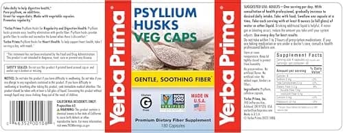 Yerba Prima Psyllium Husks Veg Caps - 540 Veg Capsules | Vegan, Non-GMO, Gluten Free for Gut Health & Regularity thumbnail 5