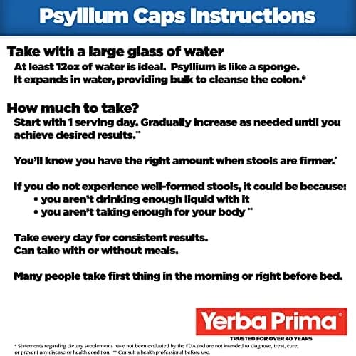 Yerba Prima Psyllium Husks Veg Caps - 540 Veg Capsules | Vegan, Non-GMO, Gluten Free for Gut Health & Regularity thumbnail 3