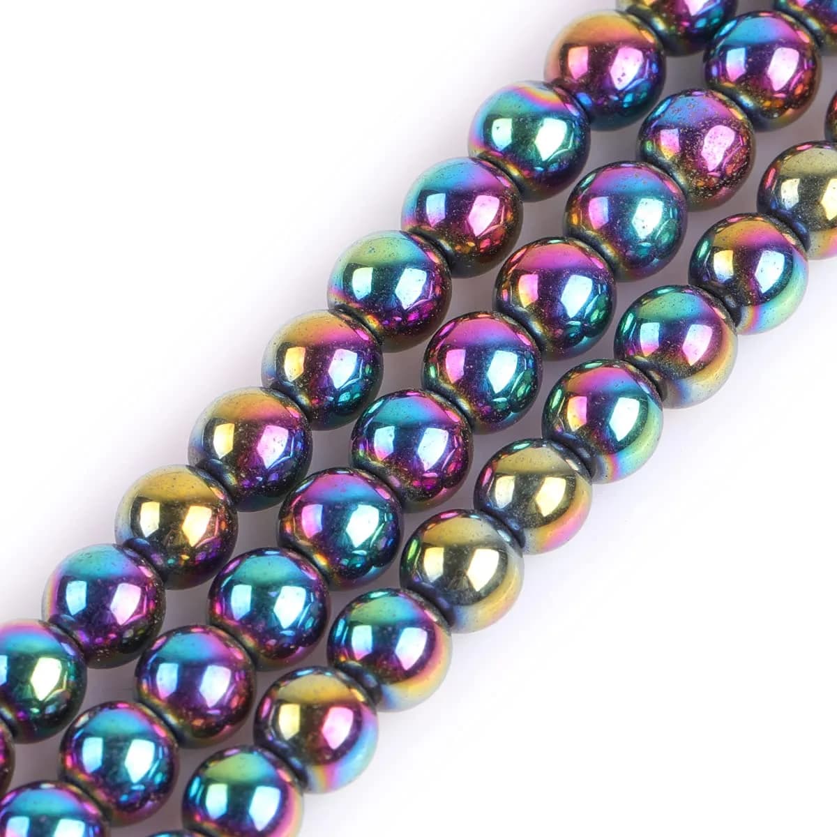 GEM-INSIDE Multicolor Hematite Gemstone Loose Beads Round Energy Stone Power Beads 6mm (0.24 inch) | For Jewelry Making — Multicolor