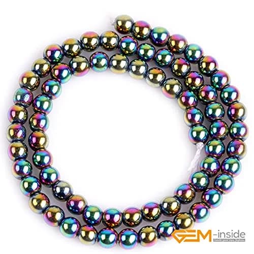 GEM-INSIDE Multicolor Hematite Gemstone Loose Beads Round Energy Stone Power Beads 6mm (0.24 inch) | For Jewelry Making thumbnail 2