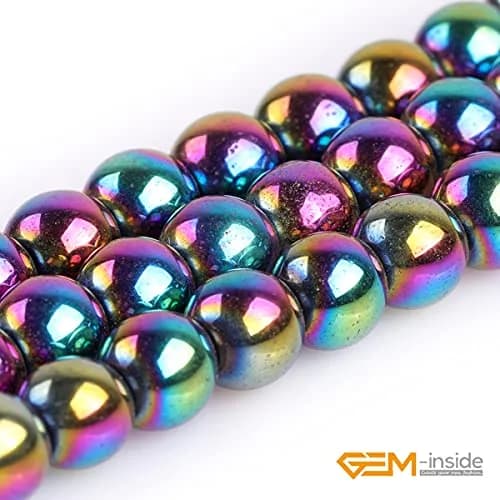 GEM-INSIDE Multicolor Hematite Gemstone Loose Beads Round Energy Stone Power Beads 6mm (0.24 inch) | For Jewelry Making thumbnail 3
