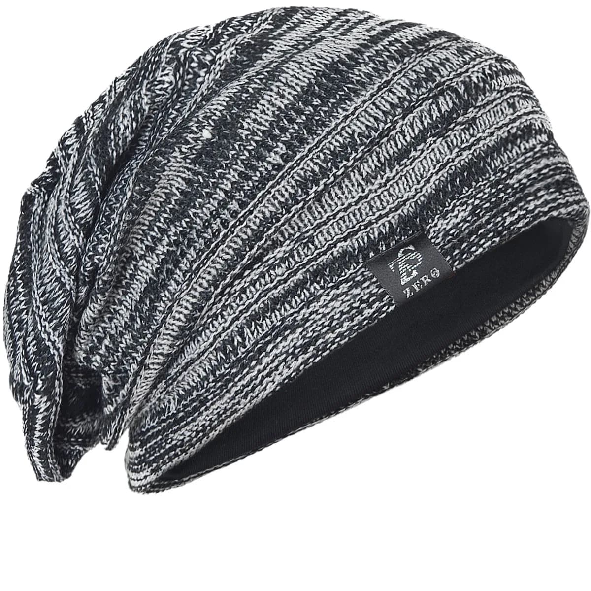FORBUSITE Slouchy Oversized Beanie Knit Cap Black & Grey | Dual Layer Warmth for All Seasons