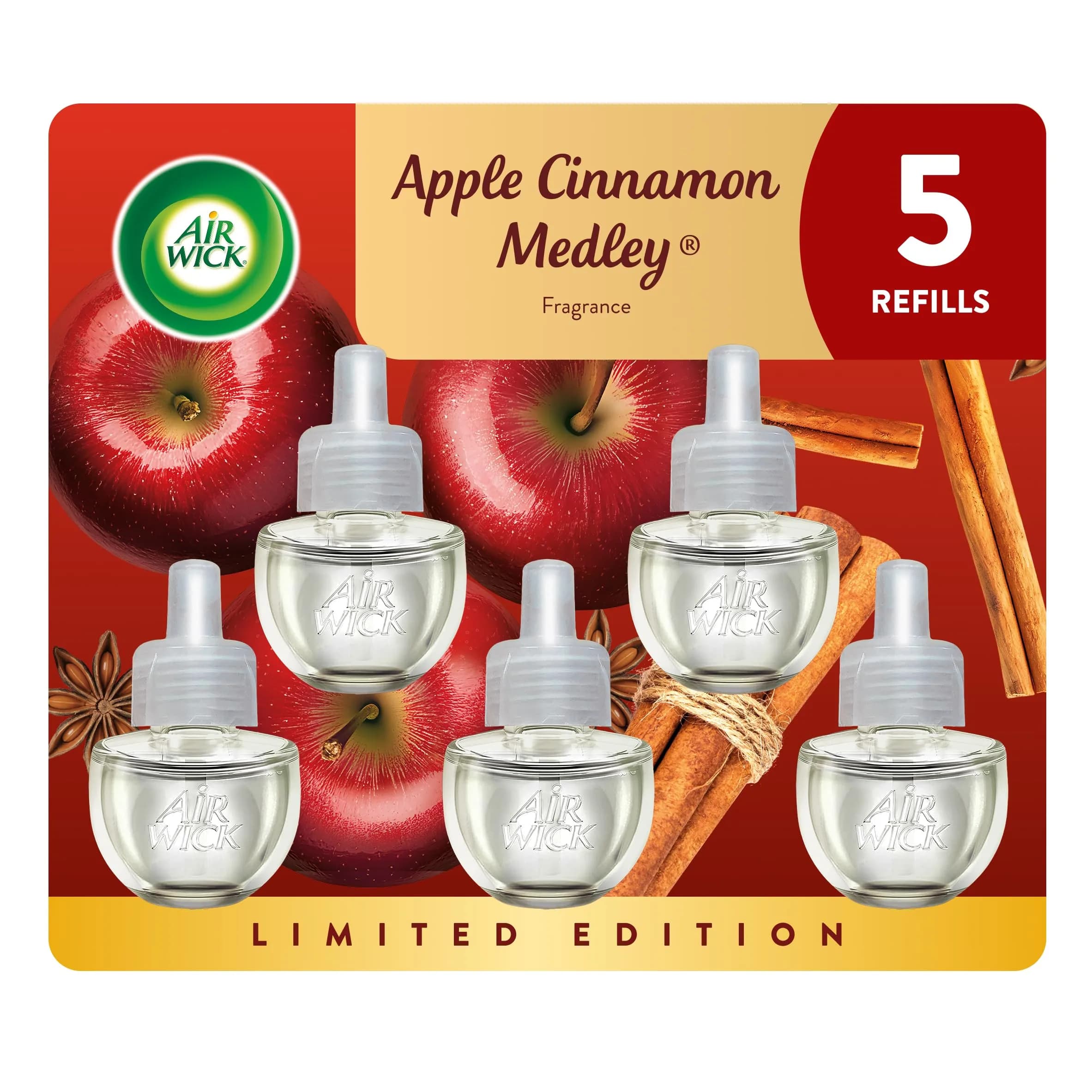 Air Wick Plug In Refill Apple Cinnamon Medley Scented Oil 5ct | Infused with Essential Oils - main product image