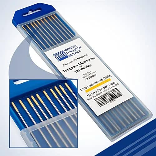 Midwest Tungsten Service Gold 1/16" TIG Tungsten Electrodes (10-Pack) | 1.5% Lanthanated, AC/DC Welding thumbnail 1