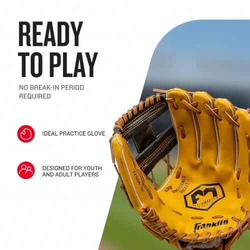 Franklin Sports Field Master Baseball Glove 11" (27.9cm) RHT | Easy Break-In Synthetic Leather thumbnail 2