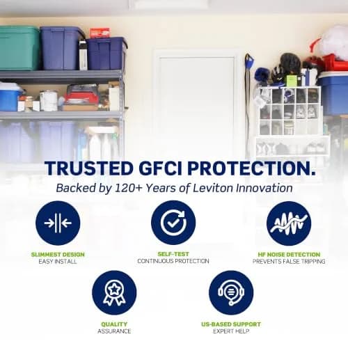 Leviton GFCI Outlet 15 Amp Self Test Non Tamper-Resistant GFNT1-GY Gray | Safety First Electrical Outlet thumbnail 2