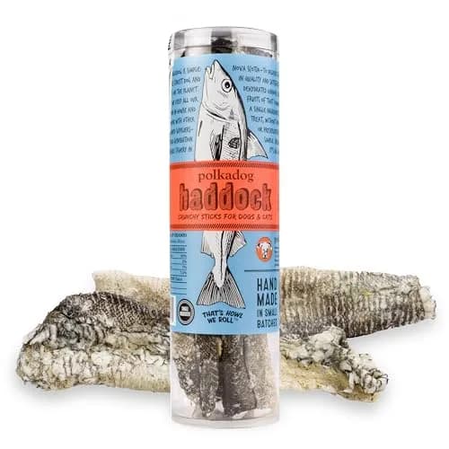Polkadog Crunchy Haddock Skins Dog Treats | Single Ingredient, 2oz | Omega-3 Rich, Natural Fish Snack thumbnail 1