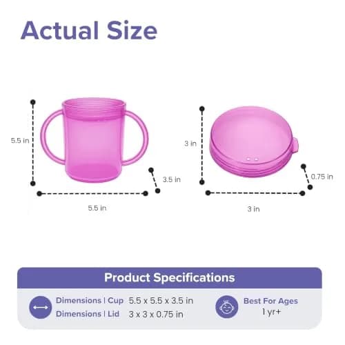 TalkTools Recessed Lid Cup with Handles, 150ml (5 fl oz) Purple | Therapeutic Oral Motor Training Cup thumbnail 4