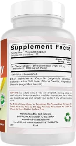 Best Naturals Tart Cherry Extract 1000 mg Non-GMO Veggie Capsules | Promotes Healthy Sleep Cycle & Joint Function thumbnail 6