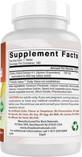 Best Naturals Celery Seed 600 Mg Tablet, 180 Count | Supports Inflammation & Wellness thumbnail 6