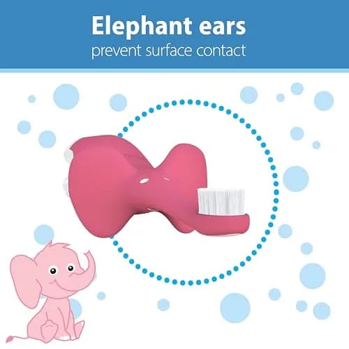 Dr. Brown's Infant-to-Toddler Toothbrush and Toothpaste Set, Pink Elephant, 2 Count (Pack of 1) | BPA-Free & Fluoride-Free Oral Care thumbnail 5