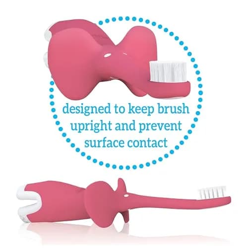 Dr. Brown's Infant-to-Toddler Toothbrush and Toothpaste Set, Pink Elephant, 2 Count (Pack of 1) | BPA-Free & Fluoride-Free Oral Care thumbnail 9