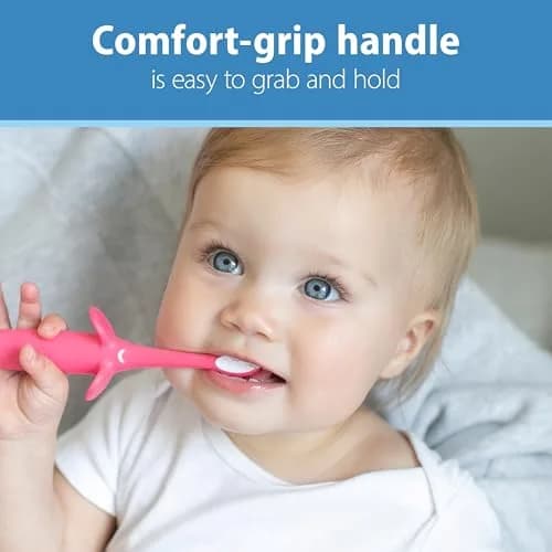 Dr. Brown's Infant-to-Toddler Toothbrush and Toothpaste Set, Pink Elephant, 2 Count (Pack of 1) | BPA-Free & Fluoride-Free Oral Care thumbnail 4